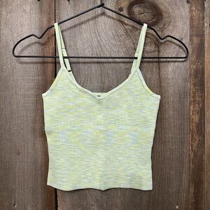 Express Body Contour Ribbed Sweetheart Cami Tank Top in Space Dye Green Small